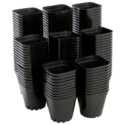 Juvale Square Nursery Pots - Seedling Planters with Drainage Holes - Versatile Pots for Plants & Succulents - Space-Saving Stackable Planters - 2.6 in, Pack of 150, Black