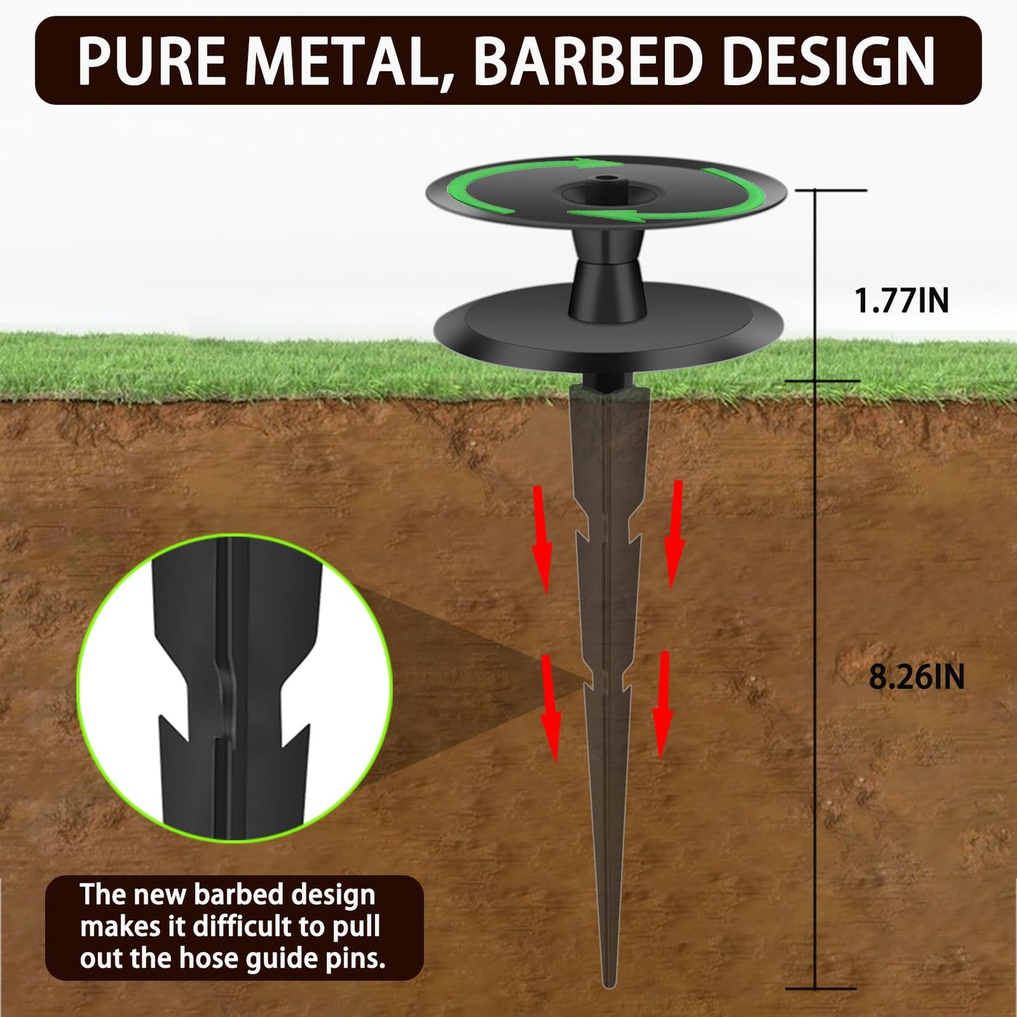 6PCS Metal Garden Hose Guide Spike, Hose Guides for Garden Heavy Duty, Cast Iron Garden Hose Guides for Outside, Rustproof Coated Hose Guide Stakes for Lawn & Yard, Plant & Flower Bed Protection
