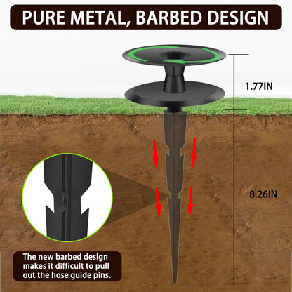 6PCS Metal Garden Hose Guide Spike, Hose Guides for Garden Heavy Duty, Cast Iron Garden Hose Guides for Outside, Rustproof Coated Hose Guide Stakes for Lawn & Yard, Plant & Flower Bed Protection