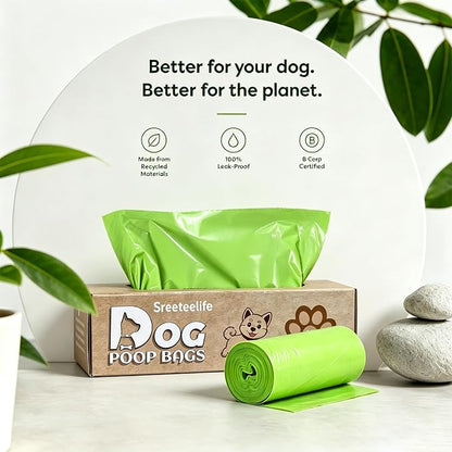 Light Green Dog Waste Bags, 100 Count, Compostable & Extra Thick, Biodegradable Poop Bags for Dogs, Refill Box for Dispenser