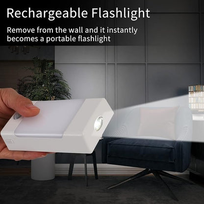 4-in-1 LED Night Light Emergency Backup Light, Motion Sensor, Dusk-to-Dawn Sensor, Rechargeable Battery Operated 5000K Daylight White, LED Flash Light for Home, Power Failure, Hurricane