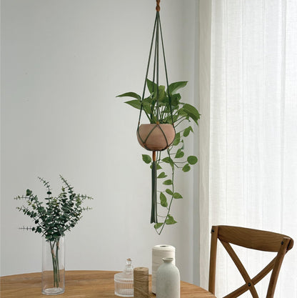 LET BE Macrame Plant Hanger Polyester Rope 42 Inch Outdoor Indoor Adjustable Hanging Planter for up to 10 Inch Plant Pot Modern Boho Home Decor (1, Forest Green/Burnt Orange)