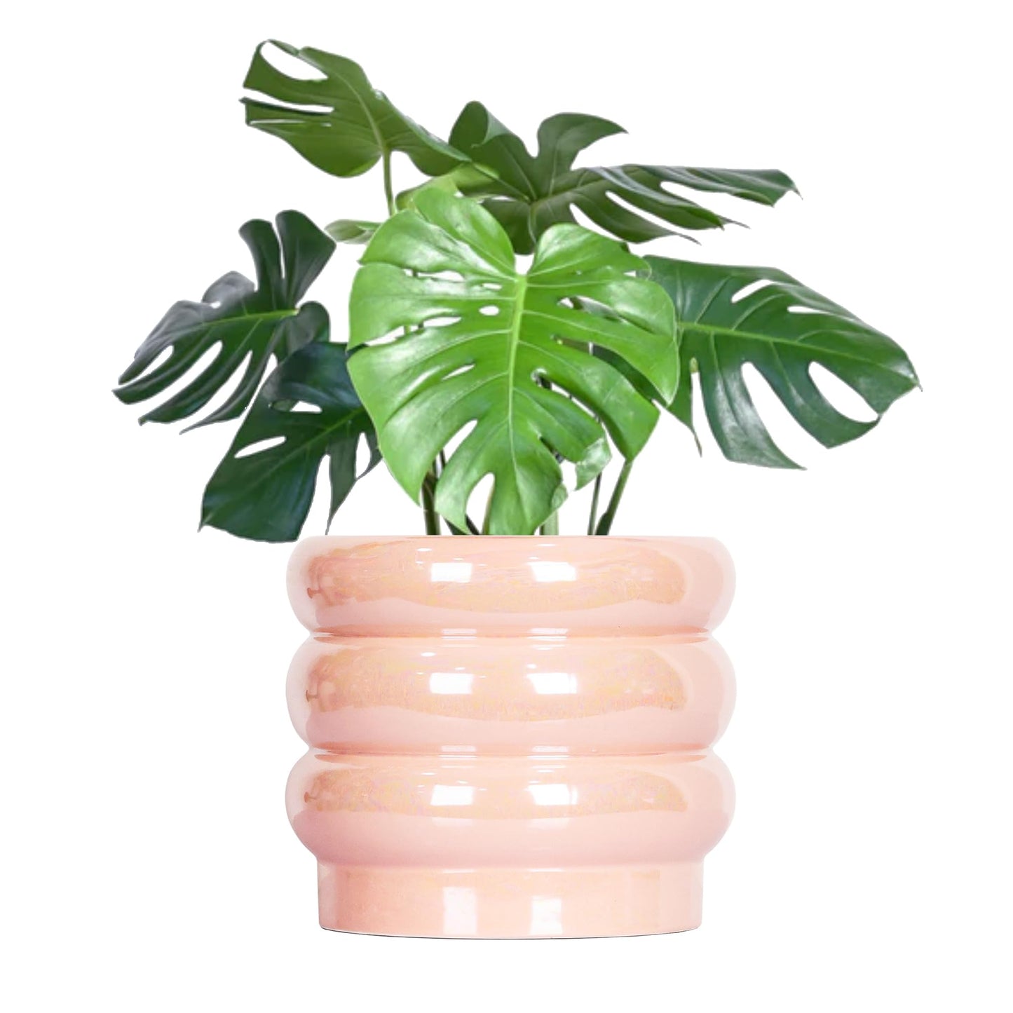 YFFSRJDJ 7.8 Inch Ceramic Plant Pots for Indoor Plants, Rainbow Pearl Glaze Planter with Planters for Plants with Drainage Hole, Orchid Pots, Succulent Pot, Flower Pot (Pink)