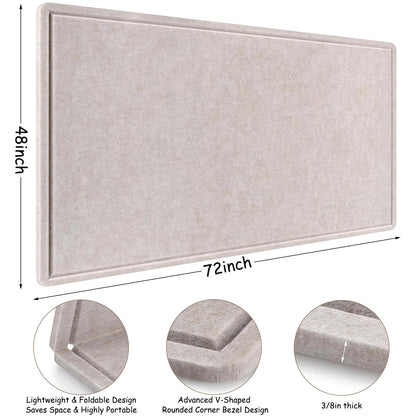 Large Bulletin Board - 72 x 48 Inches, Large Felt Board Decorative Pin Board for Wall, Foldable Photo Board, Lightweight Durable Pin Board for Home, Office, School, Classroom, Kitchen (Light Camel)