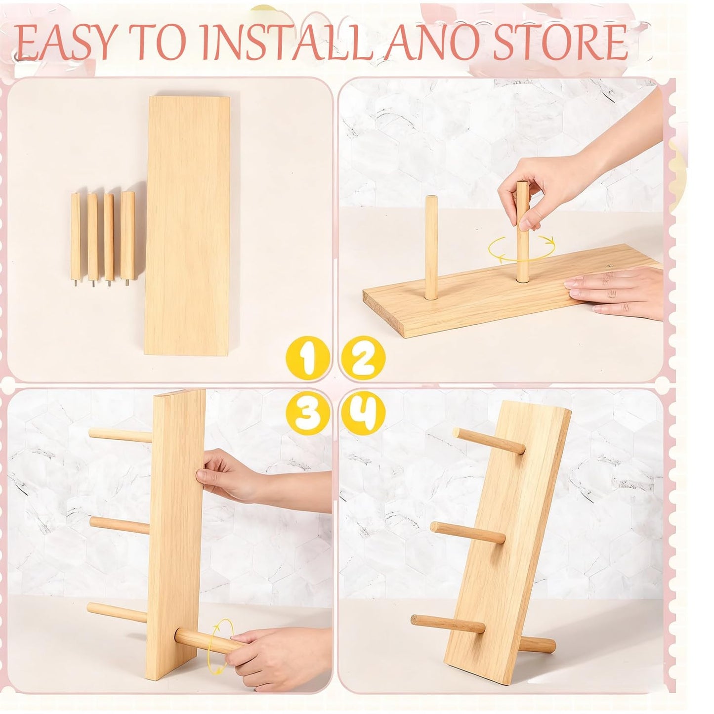 Christmas Gift Bamboo Donut Wall Stand (Pack of 3) - Wooden Doughnut Display Stand for Christmas Party, Birthday, Wedding, Dessert Table Decoration