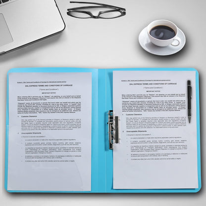 Acocony Punchless Binder with Clamp Letter Size Punchless Clamp Binder 8.5 x 11 Report Covers Plastic Watery Blue Pack of 6