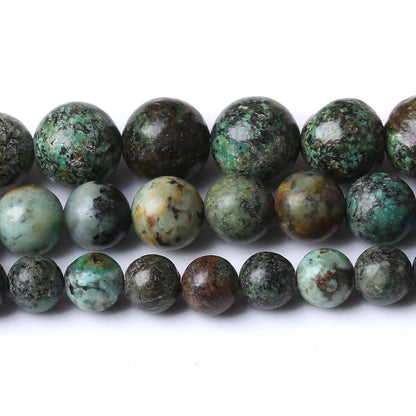 African Turquoises Stone Natural Stone Beads Gems Round Loose Beads Jewelry Making DIY Bracelet Necklace Accessory 1 Strand 36PCS 10MM 15"