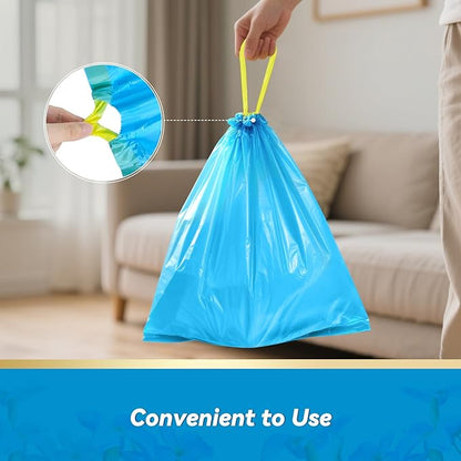 300 Count 15 Micron Extra Thick 4 Gallon Drawstring Small Trash Bags, Sturdy &