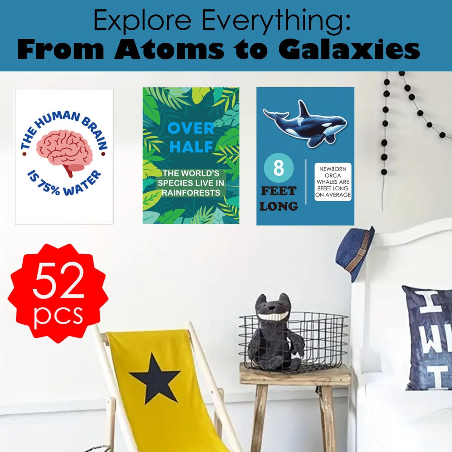 Magictodoor Weird Science Funny Fact Posters - 52 Classroom Decor Set for Bulletin Board & STEM Education