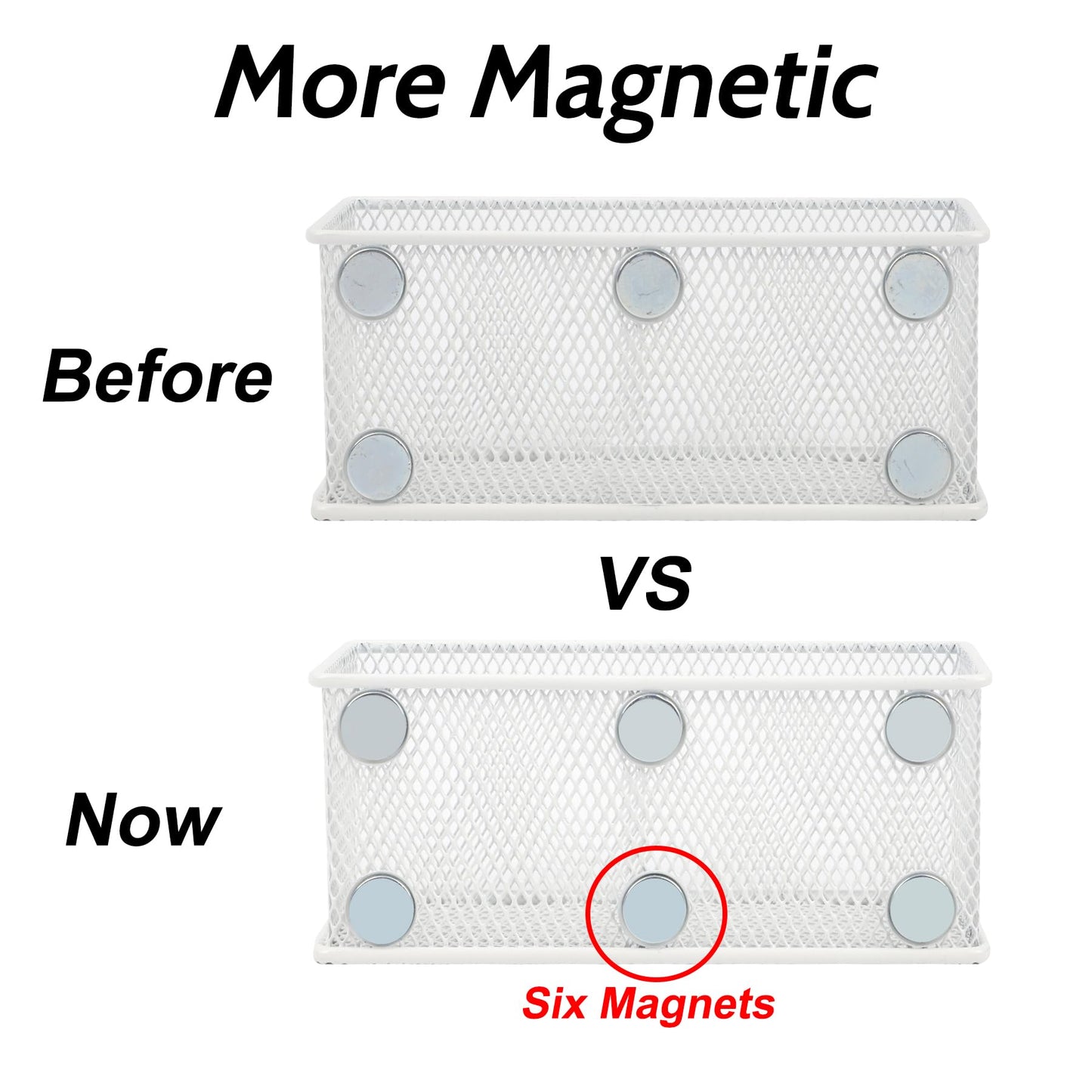 EASEPRES Magnetic Pencil Holder Set of 3 - Wire Mesh Storage Baskets Organizer with Strong Magnets - Perfect for Whiteboard, Refrigerator and Locker Accessories, White