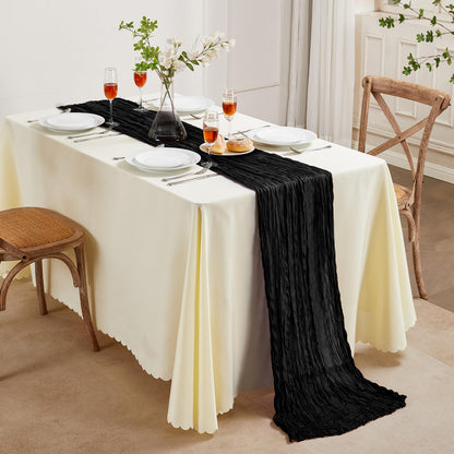 AGIRL 6 Pack Black Cheesecloth Table Runner 10FT Long Summer Boho Gauze Table Runner Rustic Sheer Runner for Halloween Wedding Baby Shower Birthday Party Table Decor Home Easter Decorations