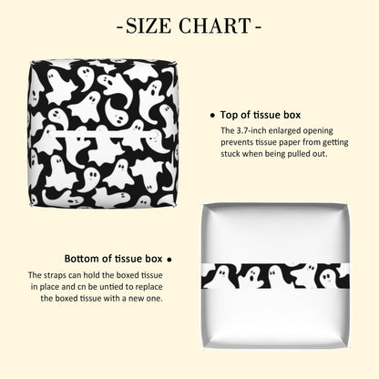 POIUBLE Cute Ghosts Tissue Box Cover Halloween Leather Tissue Box Holder Square Facial Paper Organizer Dispenser for Bathroom Kitchen Bedroom Vanity Countertop Night Stands