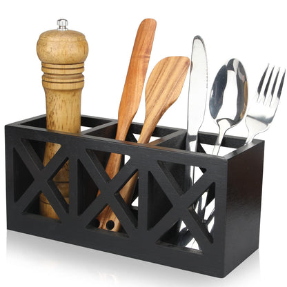 Ayiaren Wooden Silverware Holder Flatware Utensil Caddy Cutlery Holder for Party Wood Silverware Organizer Caddy Storage for Kitchen Countertop Table Knife Fork Spoon Organizer Small Utensil Holders