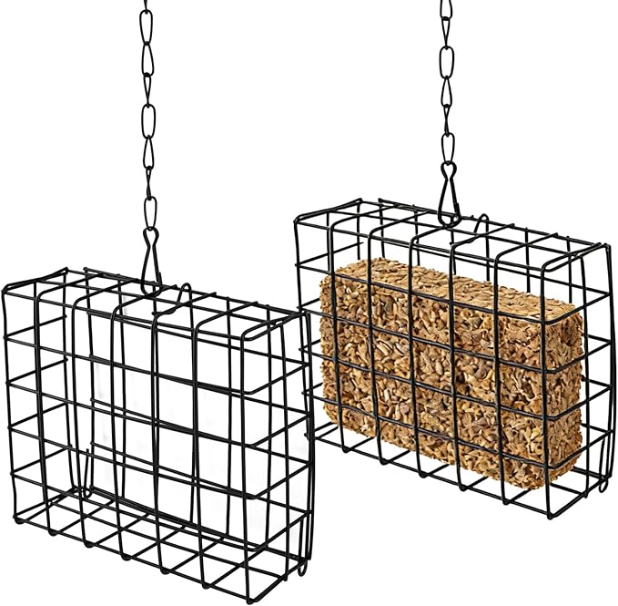 2Pcs Outdoor Suet Cage Bird Feeder, Suets Hanging Bird Feeder fo Attracting Birds, Single Suet Cake Capacity, Fruit Holder Style for Garden Yard Outside Hanging