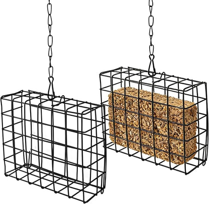 2Pcs Outdoor Suet Cage Bird Feeder, Suets Hanging Bird Feeder fo Attracting Birds, Single Suet Cake Capacity, Fruit Holder Style for Garden Yard Outside Hanging