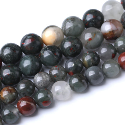 8MM African Bloodstone Round Loose Beads Natural Gem Beads Crystal Energy Stone Beads for Jewelry Making DIY Bracelet Necklace
