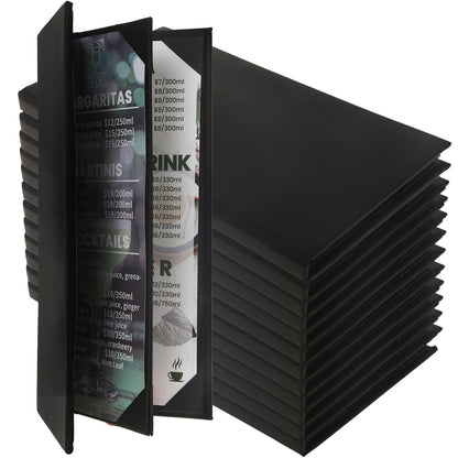 DUPDMKIN 12 Pack Menu Covers 4.25" x 11", 4 View PU Leather Menu Holders for Restaurant, Coffee Bars, Wine Lists, and Drink Specials