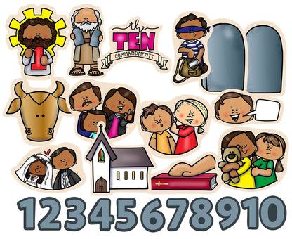 Story Time Felts Ten Commandments Felt Figures for Bible Flannel/Felt Board Stories PRECUT 24 Pieces Moses