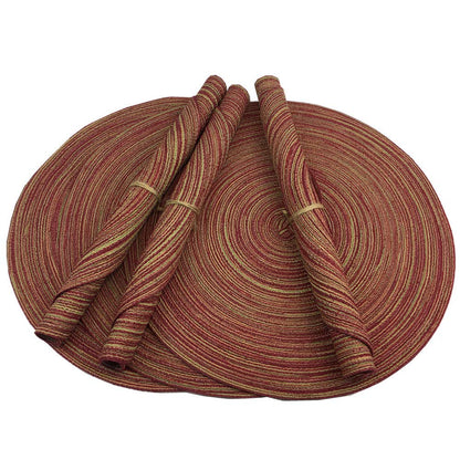 Red-A，Placemats,Round Placemats for Dining Table Set of 6 Woven Heat Resistant Non-Slip Kitchen Table Mats Diameter 14 Inch(Wine)