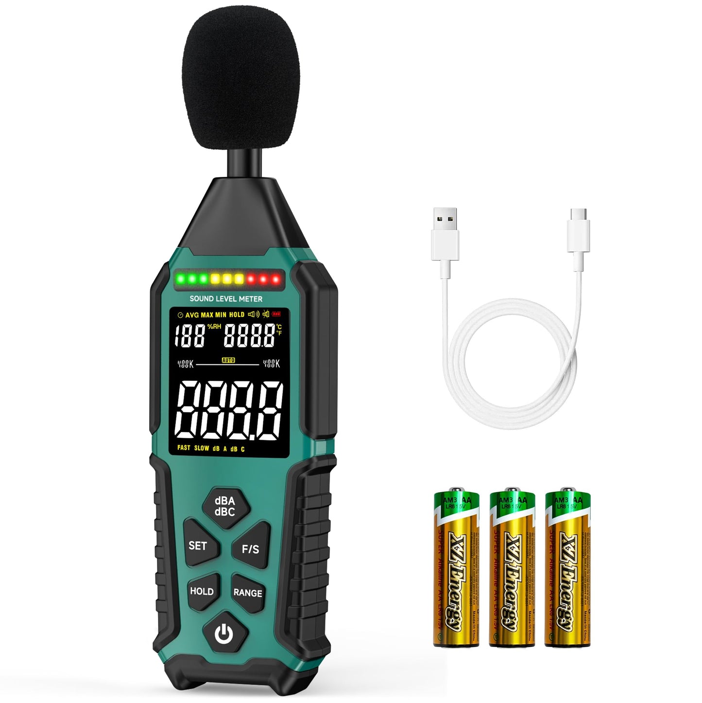 Power Supply Available Decibel Meter, Gedaye Sound Level Meter, A/C Weighted SPL Meter, Noise Measure Device 30-130dB, Noise Detector Sound Monitor Decibel Reader Classroom Factory Noisy Neighbor