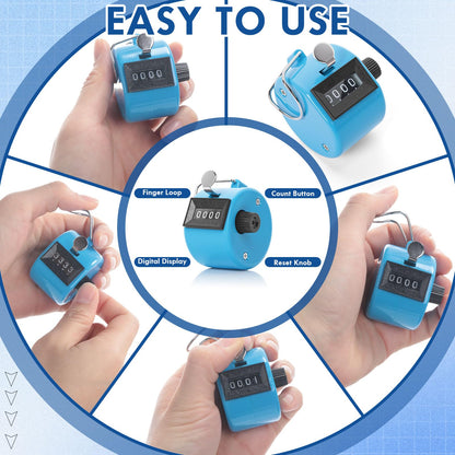 Kingdder 40 Pcs Handheld Tally Counter, 4 Digit Number Clicker Counter, Metal Hand Mechanical Register for Coaching, Knitting, People, Golf and Row
