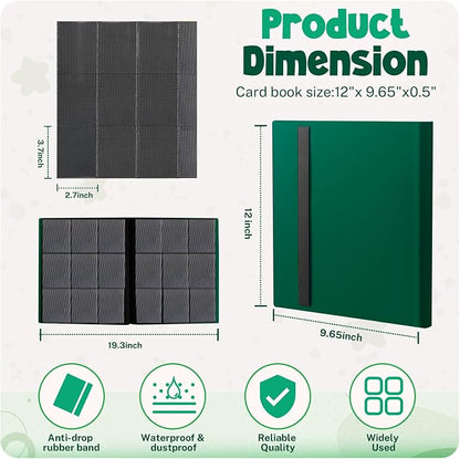 Card Binder, 9 Pocket Trading Card Album Folder,20 Pages, 360 Card Capacity Sports Card Binder, Premium Card Binders Compatible with MTG, TCG, Baseball Cards (Green)