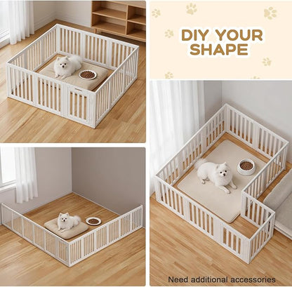 Dog Playpen, Clear Dog Pen, Dog Pen Indoor, Easy to Install and Remove Dog Play Pen, Puppy Playpen Suitable for Dogs, Cats,Dog Playpen Indoor (White, 30.3 inch Height, 12 Panels)