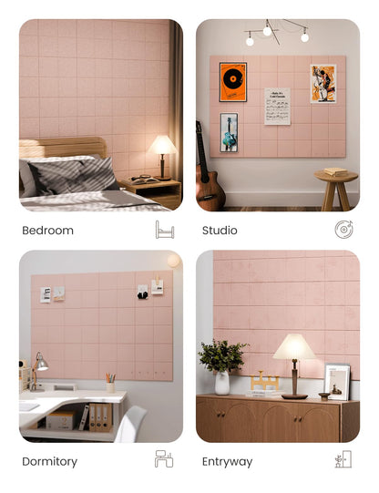 Fluxynara Large Felt Bulletin Board 48" x 36" Cork Board Alternative-12 Pack with 70 Safe Removable Adhesive Tabs, Cork Boards for Walls Cork Board for Home Office Classroom Pin Board-Pink