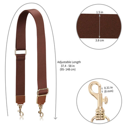 Allzedream Thick Purse Strap Wide Adjustable Replacement Crossbody Bag Handbag (Dark Brown-Leather tip)