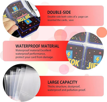 Trading Card Binder for TCG Cards, 9-Pocket Portable Card Collector Ablum Holder Book Fits 900 Cards with 50 Removable Sleeve, Waterproof Card Binder Display Storage Carrying Cases for TCG-Storm