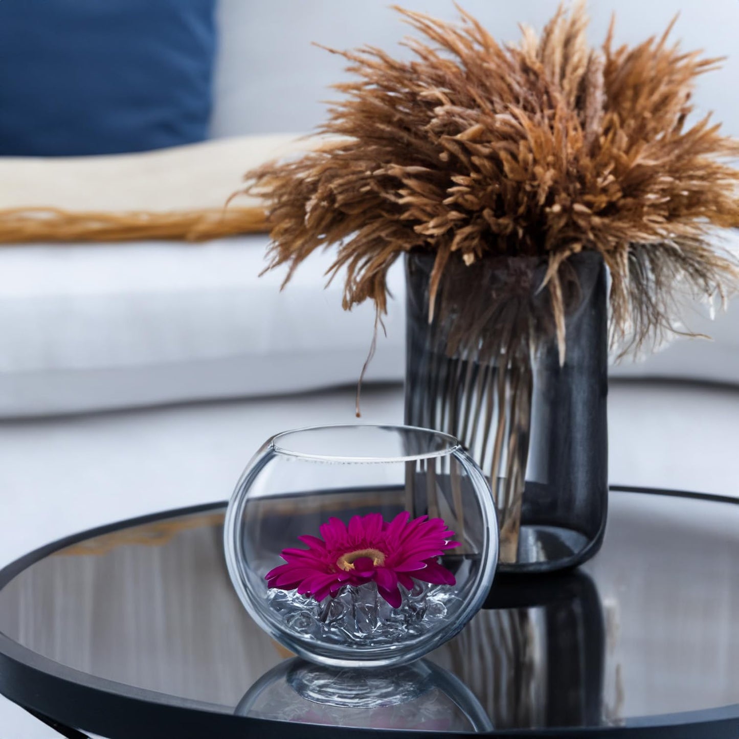 WGVi Clear Glass Tea Light Votive Candle Holder, Width 3", Height 2.5", Small Globe Bubble Bowl Round Vase, Tabletop Décor Container Terrarium, 1 Piece