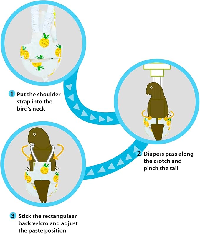 UKJENT Bird Diaper Protective Parrot Nappy - 4 Pack, Reusable Flight Suit with Waterproof Inner Layer, Washable Cute Urine Wet Suit for Parakeet Cockatiel Mini Macaw Budgie Canary(M)