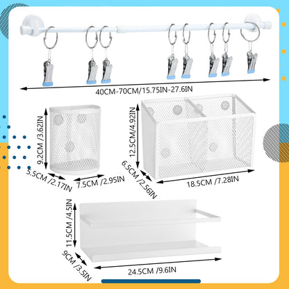 LemonSecret 5 Pcs Classroom Whiteboard White Magnetic Organizer Set with 3 Magnetic Pen Holder Calendar Holder and Book Shelf for Organizer Accessories Office Classroom Back to School Supplies