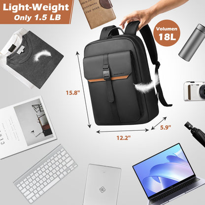 hk Slim Laptop Backpack for Men Women, Lightweight Business Backpacks 15.6 Inch Water-resistant Computer Bag for College Work Daily