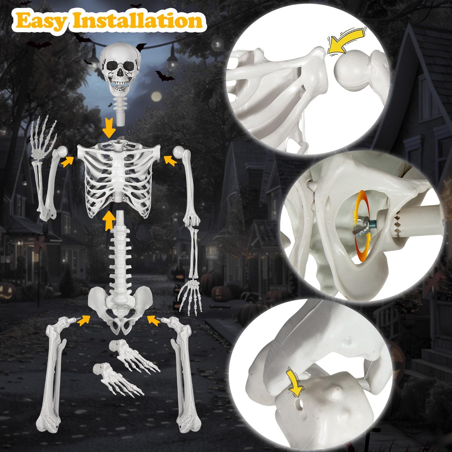 LaLamona 7.9ft Halloween Giant Skeleton, Tall Outdoor Skeleton with Full Body Posable Joints, Scary Plastic Large Skeleton for Halloween Haunted House Spooky Scene Decorations