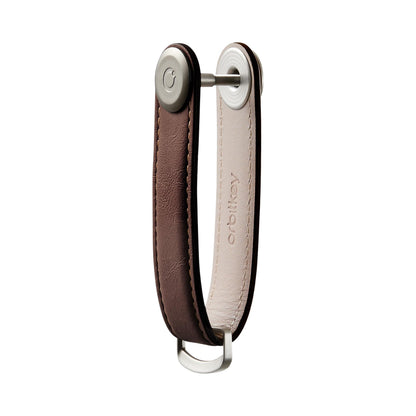orbitkey Leather Key Organizer | Durable, Stainless Steel Locking Mechanism, Slim & Quiet Profile | Holds up to 7 Keys, Espresso with Brown Stitching