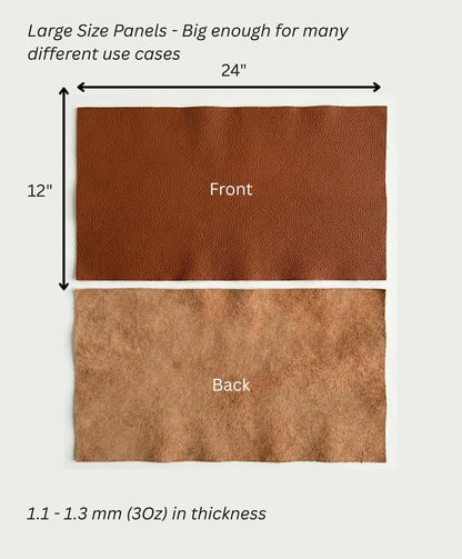 12'' x 24'' Genuine Full Grain Cowhide Leather Sheet — Soft Leather for Upholstery Repair, Handbags, Wallets, Sewing, Crafts, & DIY Projects — 1.1-1.3mm (3oz) Pre-Cut (Cognac Brown, 3 Pieces)