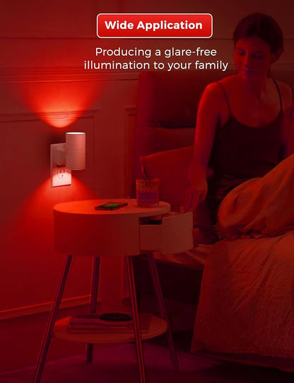 L LOHAS LED Night Light, Red Night Lights Plug into Wall, LED Nightlights, Light Sensor, Steep Aid Red, Dimmable Nightlight for Christmas, Holiday Decor, Party, Hallway, Bedroom, 2 Pack