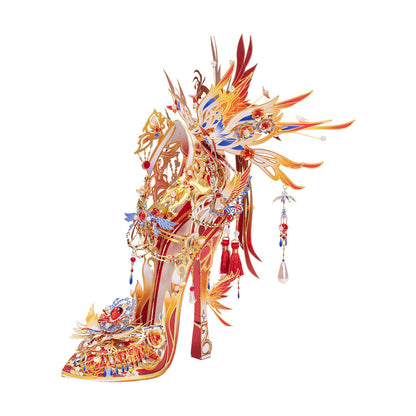 MU Metal Puzzles for Adults Wedding Phoenix Shoe Cinderella Shoes Puzzle 3D Metal Model Kits Building, DIY Sets Xmas Birthday Wedding Girfriend Gifts Home Desk Decor Chinese Red Craft Projects