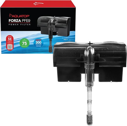 Aquatop Forza Power Filter Surface Skimmer for Aquariums - Adjustable Flow Rate - 40-80 Gallon - Includes Mechanical, Bio-Chemical Filtration