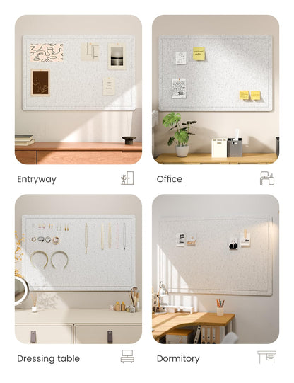 Fluxynara Bulletin Board,35.4" x 23.6" Cork Board Alternative with 12 Safe Removable Adhesive Tabs, Foldable Felt Pin Board for Home Office, Classroom, Bedroom,Entryway for Walls—Light Gray