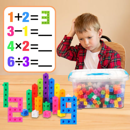 Jenaai 400 Pcs Linking Cubes with Storage Box, Plastic Counting Blocks, Colorful Math Cubes, Manipulative Connecting Blocks for Early Math Construction Kindergarten Educational Toy(Blue)