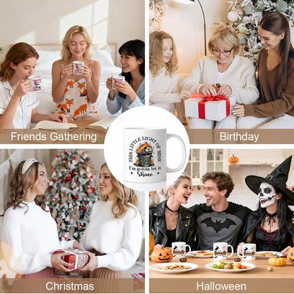 WHTYEFZ This Little Light Of Mine Mug, Funny Possum Trash Fire 11 Oz Ceramic Coffee Cup, Sarcastic Animal Lover Gifts for Women Men Friend Coworker, Birthday Chaos Office Home Mug for Mom Aunt Sister