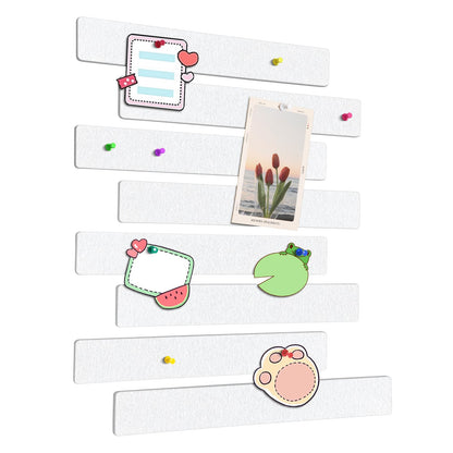 GoTiling Cork Board for Walls - 8 Pack Felt Pin Board Bar Strips - Self-Adhesive Lightweight Bulletin Board - Cork Board for Office with 40 Push Pins No Damage for Wall
