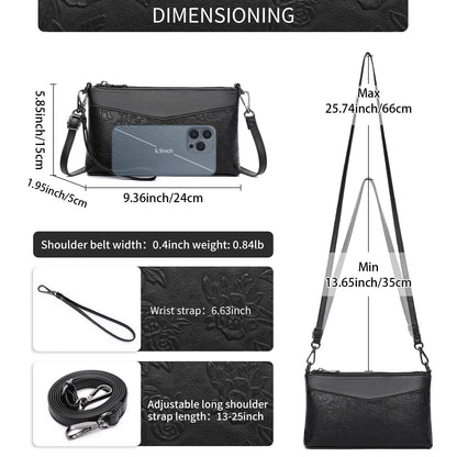 GAEKEAO Small Crossbody Bag for Women Vegan Leather Wristlet Clutch Wallet Purses Shoulder Bag with Adjustable Strap