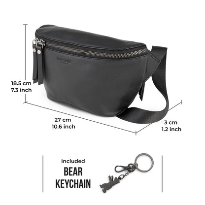 Berliner Bags Premium Genuine Leather Fanny Pack Noah, Belt Bag, Crossbody Sling Bag for Men and Women, Gift for Dad - Black