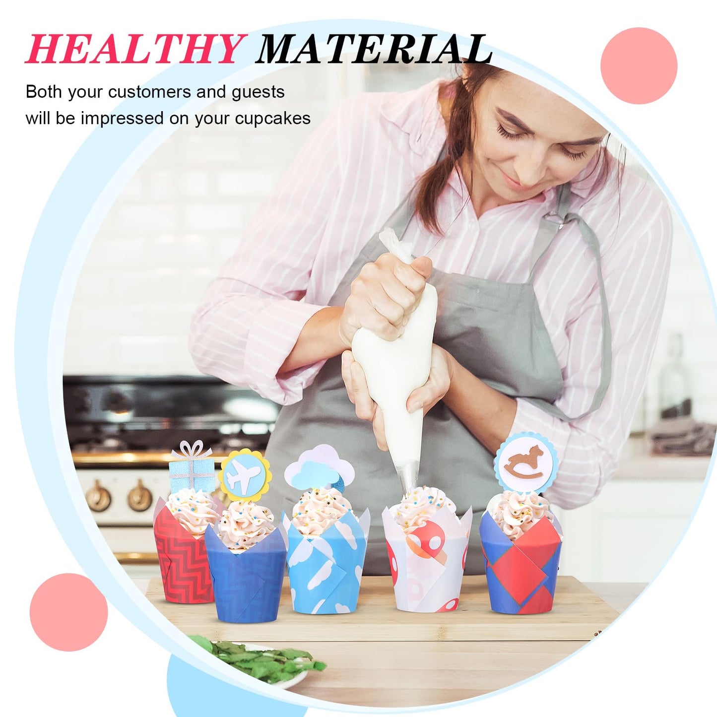 Reallnaive 500 Counts Muffin Liners Mushroom Party Decorations Red Blue Tulip Cupcake Liners Cupcake Baking Wrappers Grease Proof Cake Holders for Theme Birthday Party Supplies
