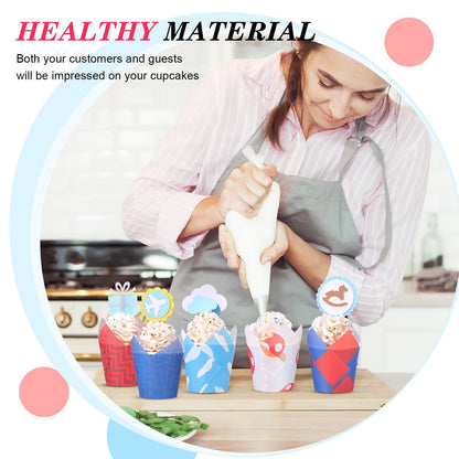 Reallnaive 500 Counts Muffin Liners Mushroom Party Decorations Red Blue Tulip Cupcake Liners Cupcake Baking Wrappers Grease Proof Cake Holders for Theme Birthday Party Supplies