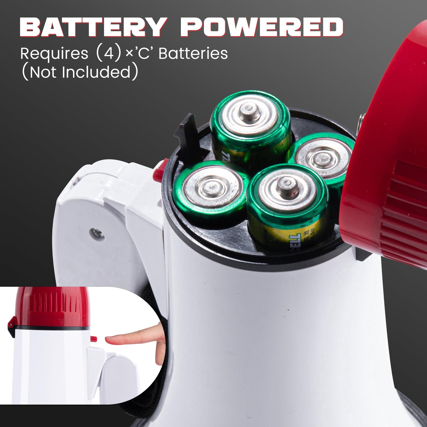 MyMealivos 20W Megaphone Bullhorn, Built in Siren & 240s Recording, 5.4"×8.6" Portable Megaphone with Volume Control Cover Up to 300 feet+ for Indoor and Outdoor Activities(White&Red)