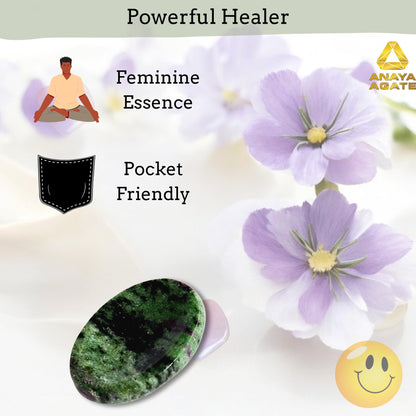 Anaya Agate Ruby Zoisite Worry Stones Certified Crystal Thumb Worry Stone for Anguish, Relaxing and Soothing Balance Stones for Meditation, Stress Relief Crystals and Healing Stones for Men, Women